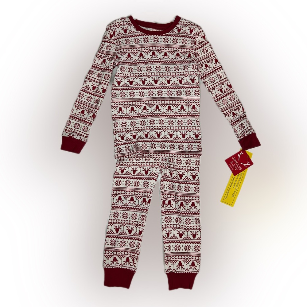 Kids Festive Red and White Pajama Set - Picture 1 of 5